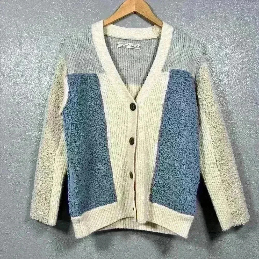 BOUNDLESS NORTH Ultra Luxe Faux Shearling Fur Sherpa Cardigan Sweater Women Med